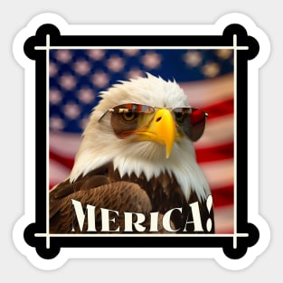 Funny Patriotic Eagle MERICA! Happy Birthday America! Sticker